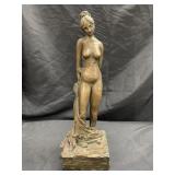 Mid century signed woman statue