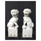 Pair of vintage porcelain foo dogs