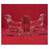 Crystal dog bookends