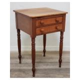 Antique country 2-drawer maple side table