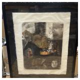 Susan Mitchell signed mix media on cloth