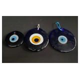 Group of glass evil eye protector wall hanging