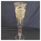 Antique cut crystal hand painted vase