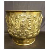 Large vintage brass log bucket