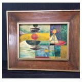 Signed oil painting on brass abstract