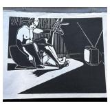 Mid century Black Americana  linocut