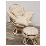 Vintage bamboo swivel & rocking chair/ottoman