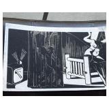 Mid century Black Americana linocut