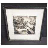 Pencil signed "Sierra lake" Cornelis Botke etching