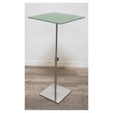 Chrome base w/beveled glass top adjustable side