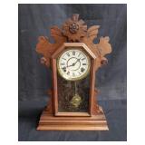 Vintage Russell & Jones wood mantel clock