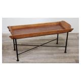 Vintage trough top tray coffee table on iron base