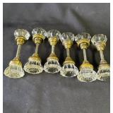 6 Antique glass & brass door knobs