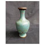 Vintage cloisonne and brass Asian vase