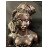 Vintage woman carved wood statue
