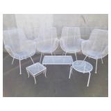 Group of patio chairs and tables
