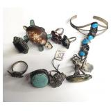 Group of sterling silver rings