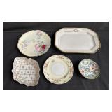 Group of vintage hand painted china plates