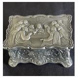 Religious pewter trinket box