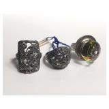 Group of three sterling silver rings