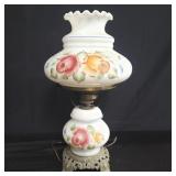 Vintage handpainted glass hurricane lamp