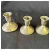 3 Vintage silver plated candlestick holders