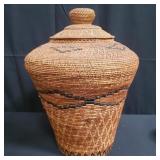 Large Sumatra woven basket with lid