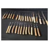 Group of vintage stag handles flatware