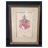 Vintage hand painted Lyman coat of arms