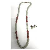 Jadeite & silver necklace and earring set
