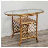Vintage bamboo glass top table