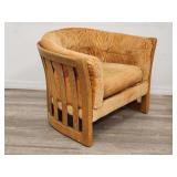 Mid Century barrel back oak slate Bauchman style