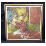 Signed, embossed, framed lithograph on rag cloth