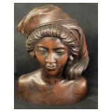 Vintage woman carved wood statue
