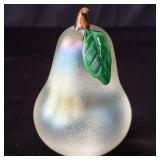 Signed art glass pear paperweight