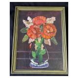 Vintage framed signed Linda Lee oil painting