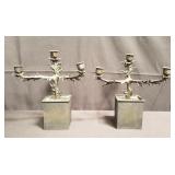 Pair of vintage iron candelabra