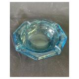 Vintage MCM blue glass ashtray