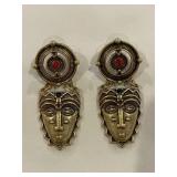 Aztec mask earrings