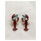 Lobster rhinestone earrings