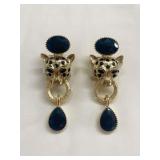 Gold tone leopard earrings