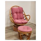 Vintage bamboo swivel & rocking chair ottoman