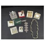 Group of costume jewelry in flat box lot