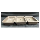 Group of three bonsai tree pottery