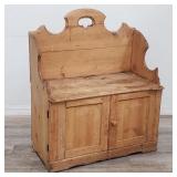 Vintage pine settee w/storage