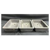 Group of three bonsai tree pottery planter