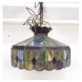 Vintage stained glass hanging light fixture