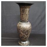 Etched brass vase
