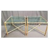 Pair of glass and aluminum side tables