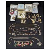 Group of costume jewelry in box lot